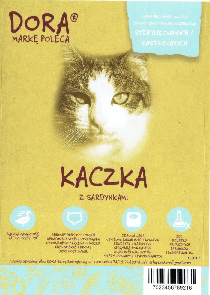 DORA KOT Kaczka z sardynkami 1,5 kg