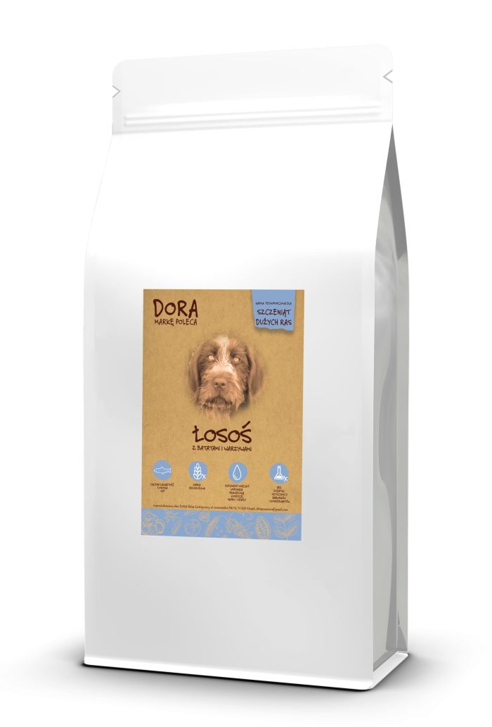 DORA Szczeniaki dużych ras łosoś z batatami i warzywami 12 kg